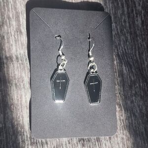 Coffin cross earrings
